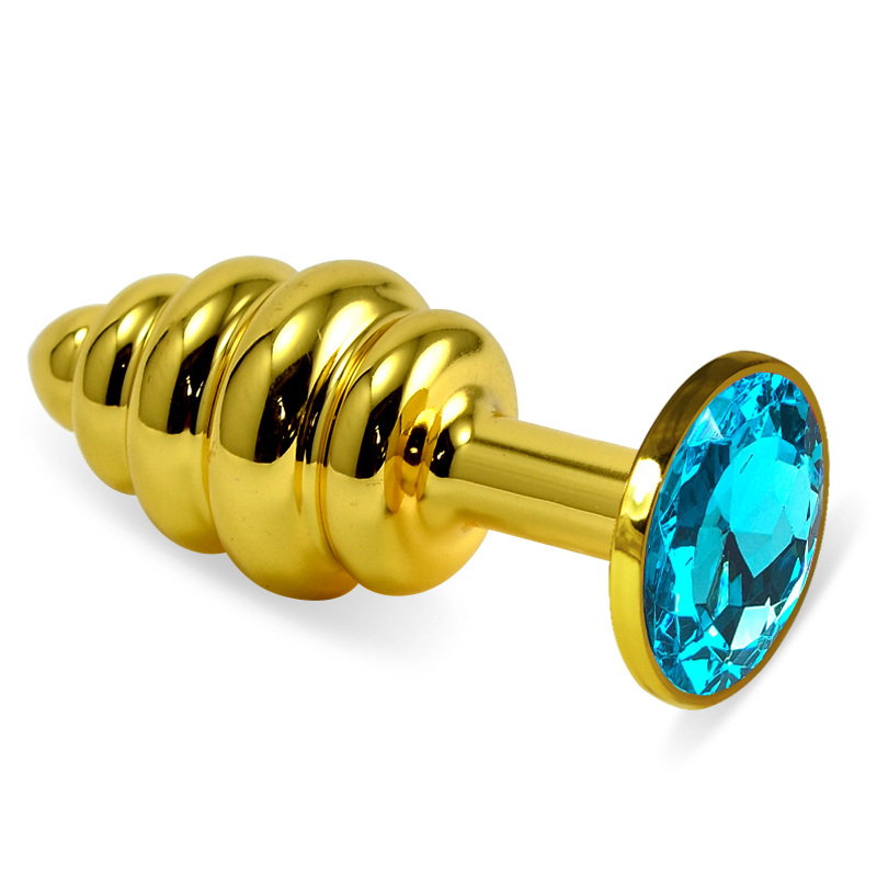 Пробка с голубым кристаллом "Vandersex" рельефная, золото, L 