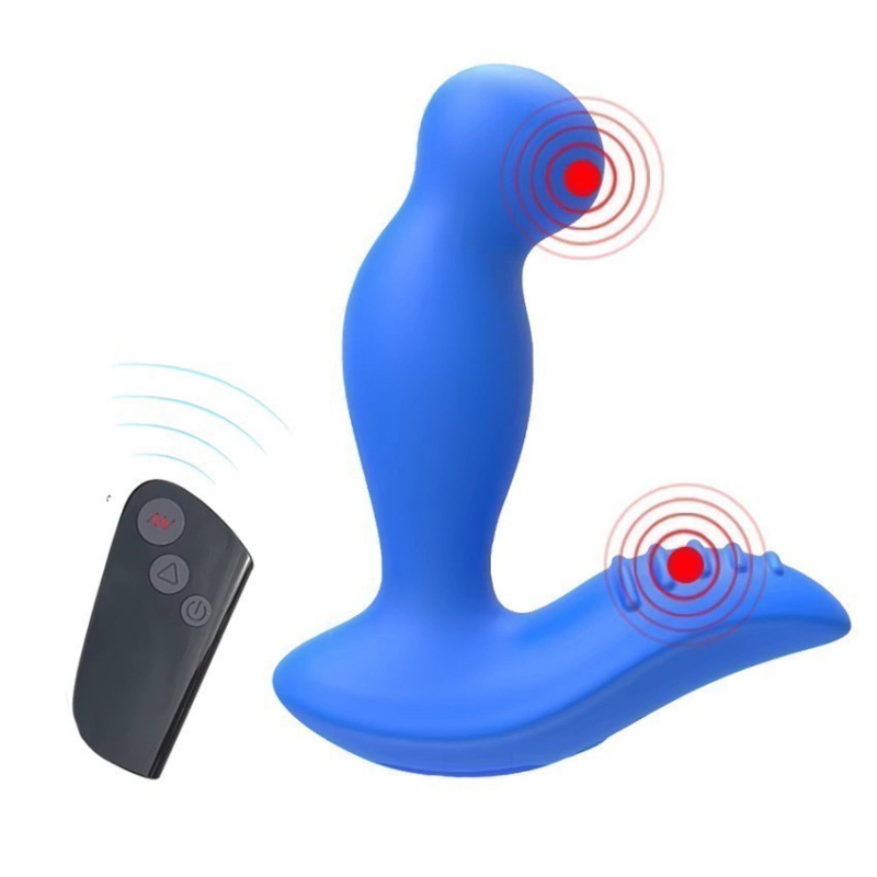 Массажер простаты с вибрацией "Seamless P-Spot" на дистанционном управлении, синий 